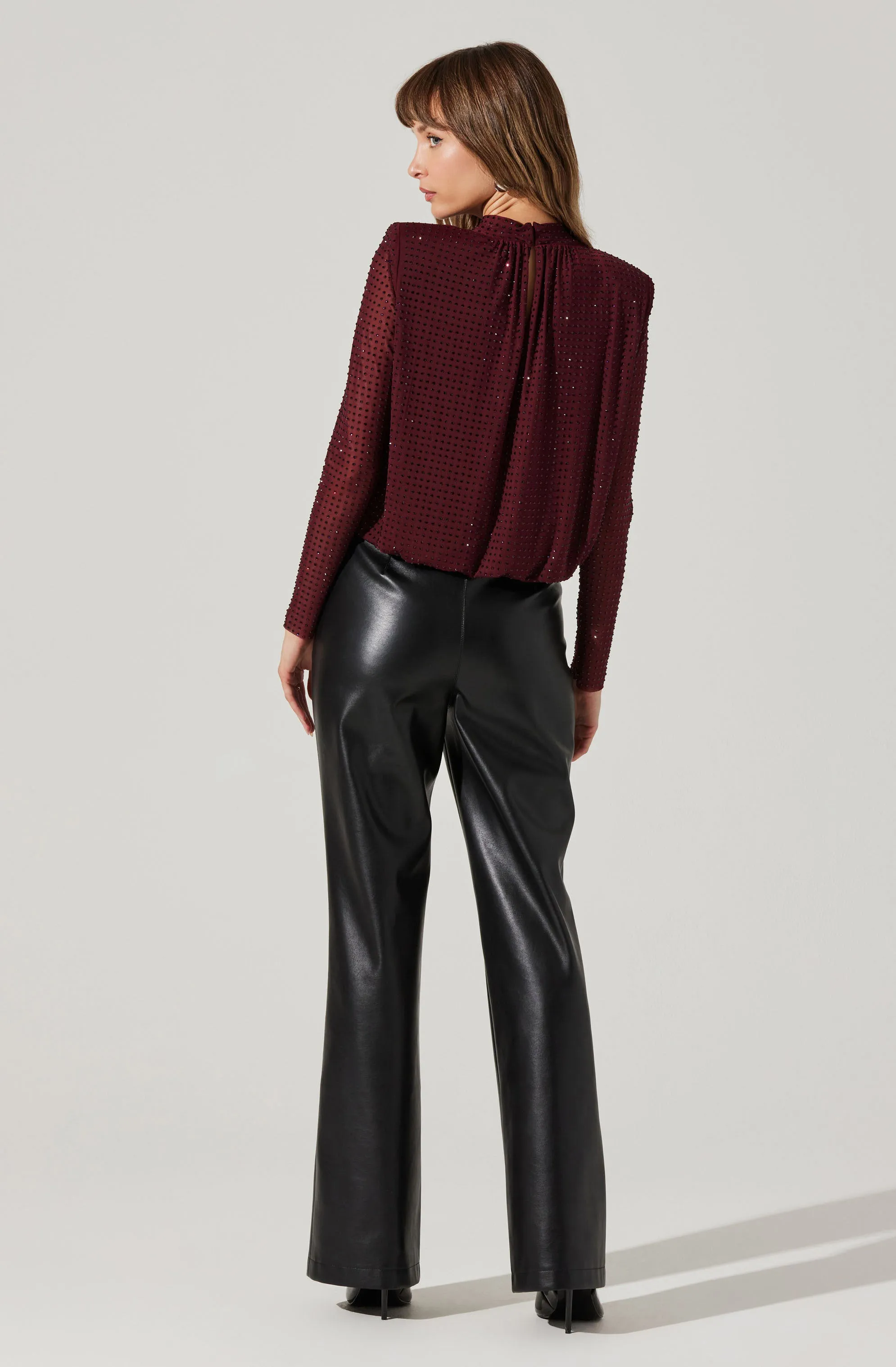 Balsa Mock Neck Rhinestone Top