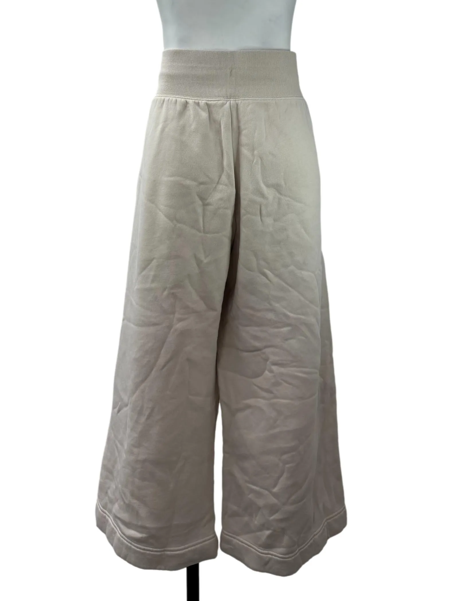 Beige Wide-Leg Sweatpants