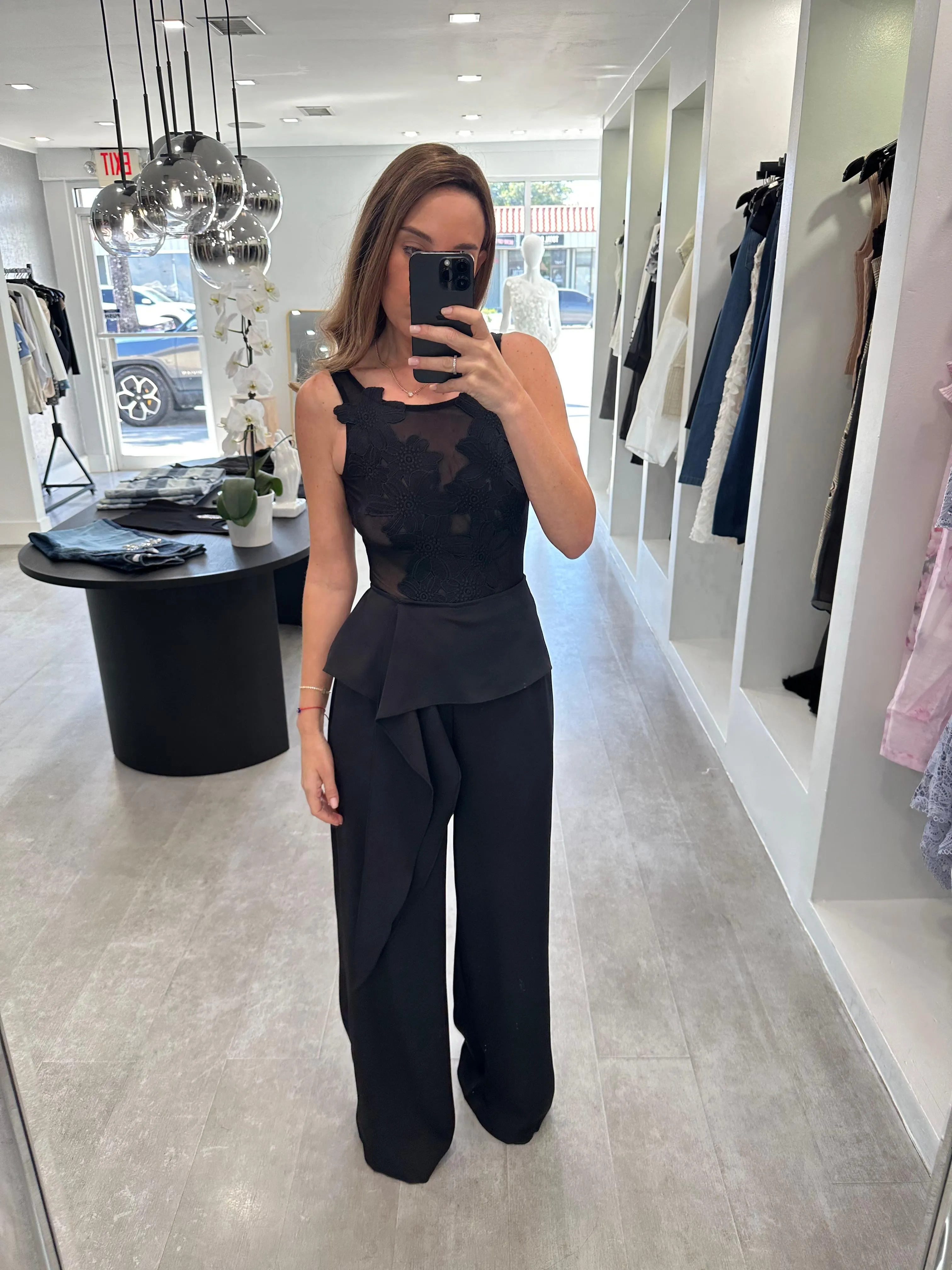 Black satin pants
