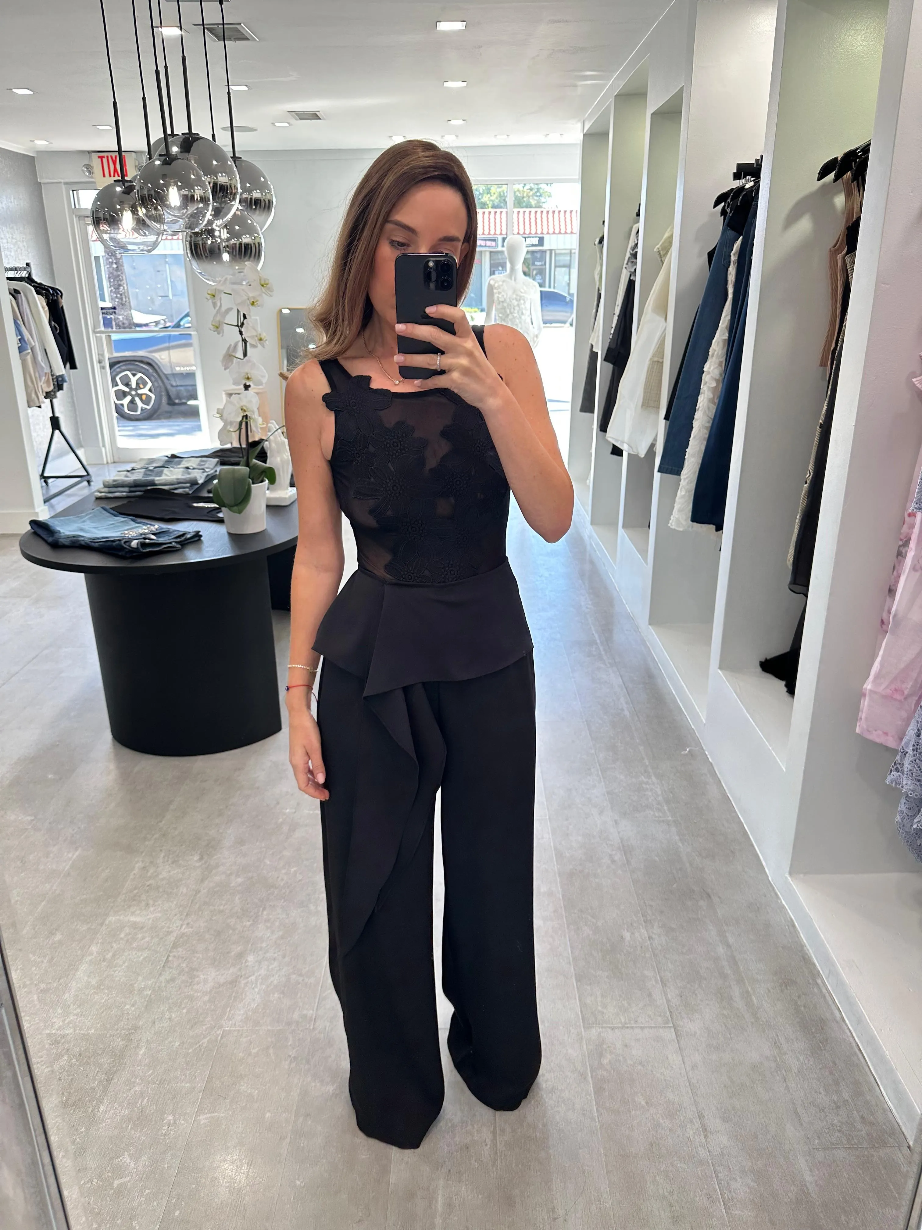 Black satin pants