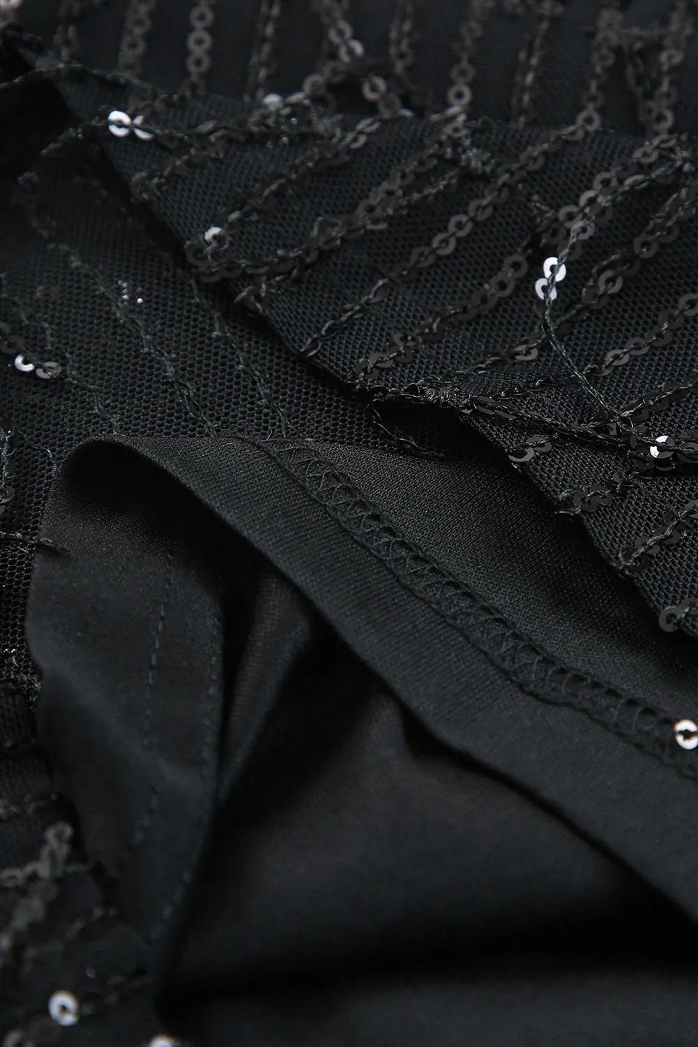 Black Sequined Fringed Mini Dress
