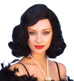 Black Side Part Wavy 1920's Costume Wig