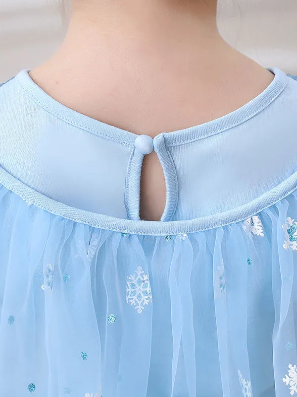 Blue Jewel Neck Lace Sleeveless Short Princess Dress Kids Social Party Dresses