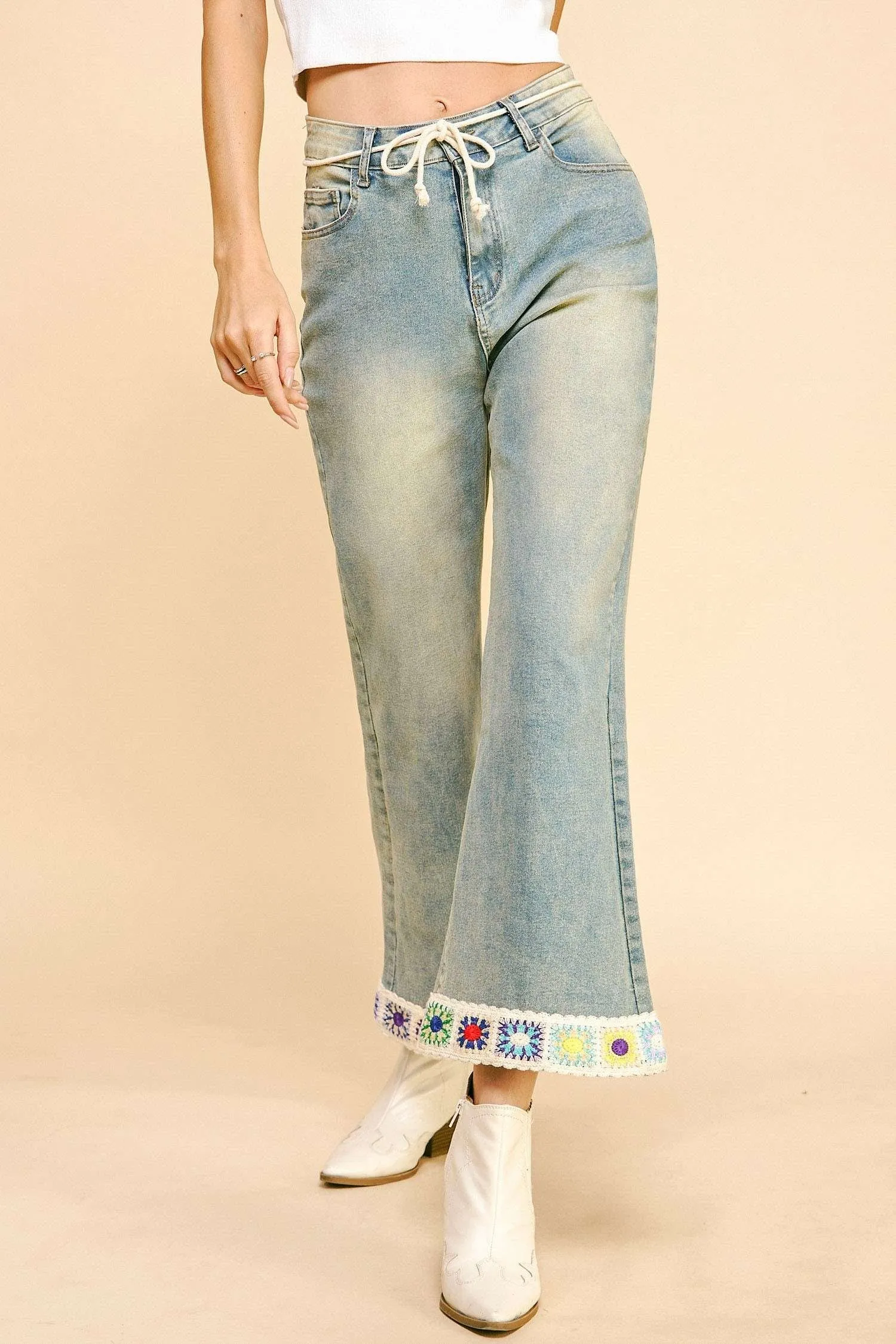 Bohemian Crochet Bottom Jeans