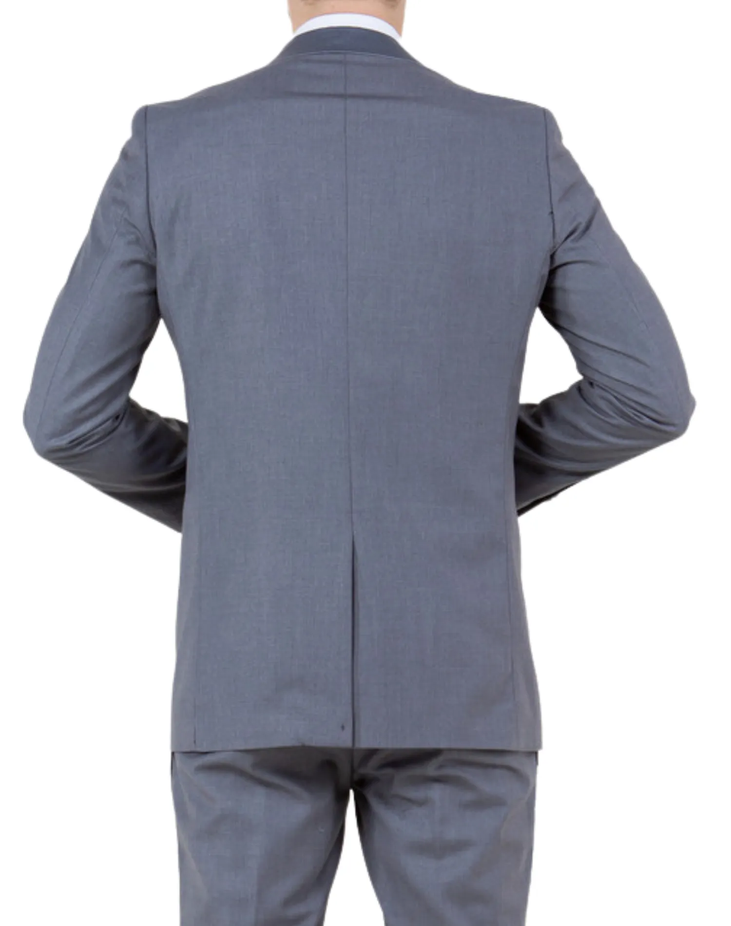 Bryan Michaels Solid Slim Fit Tuxedo - Medium Gray with Medium Gray Satin