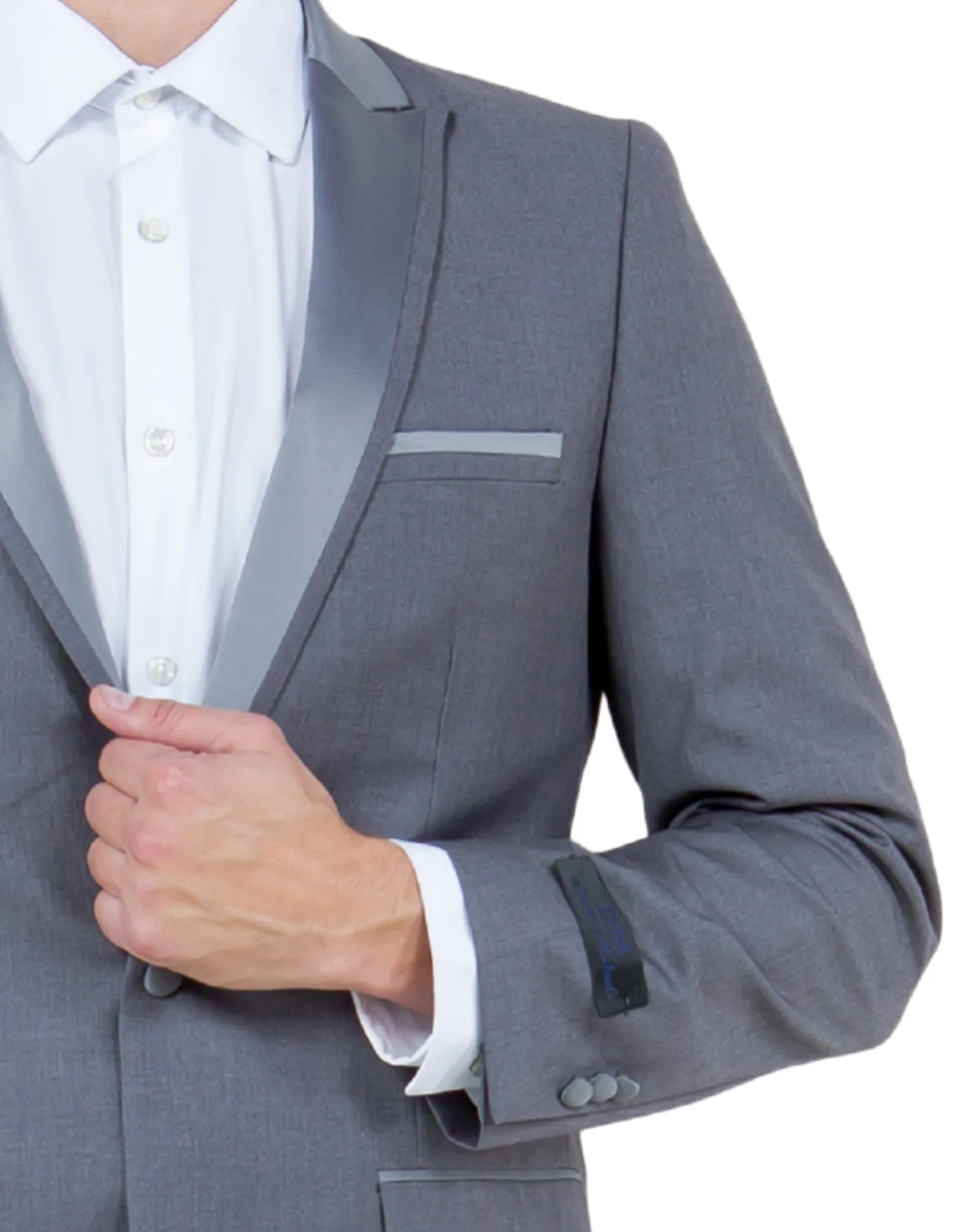 Bryan Michaels Solid Slim Fit Tuxedo - Medium Gray with Medium Gray Satin