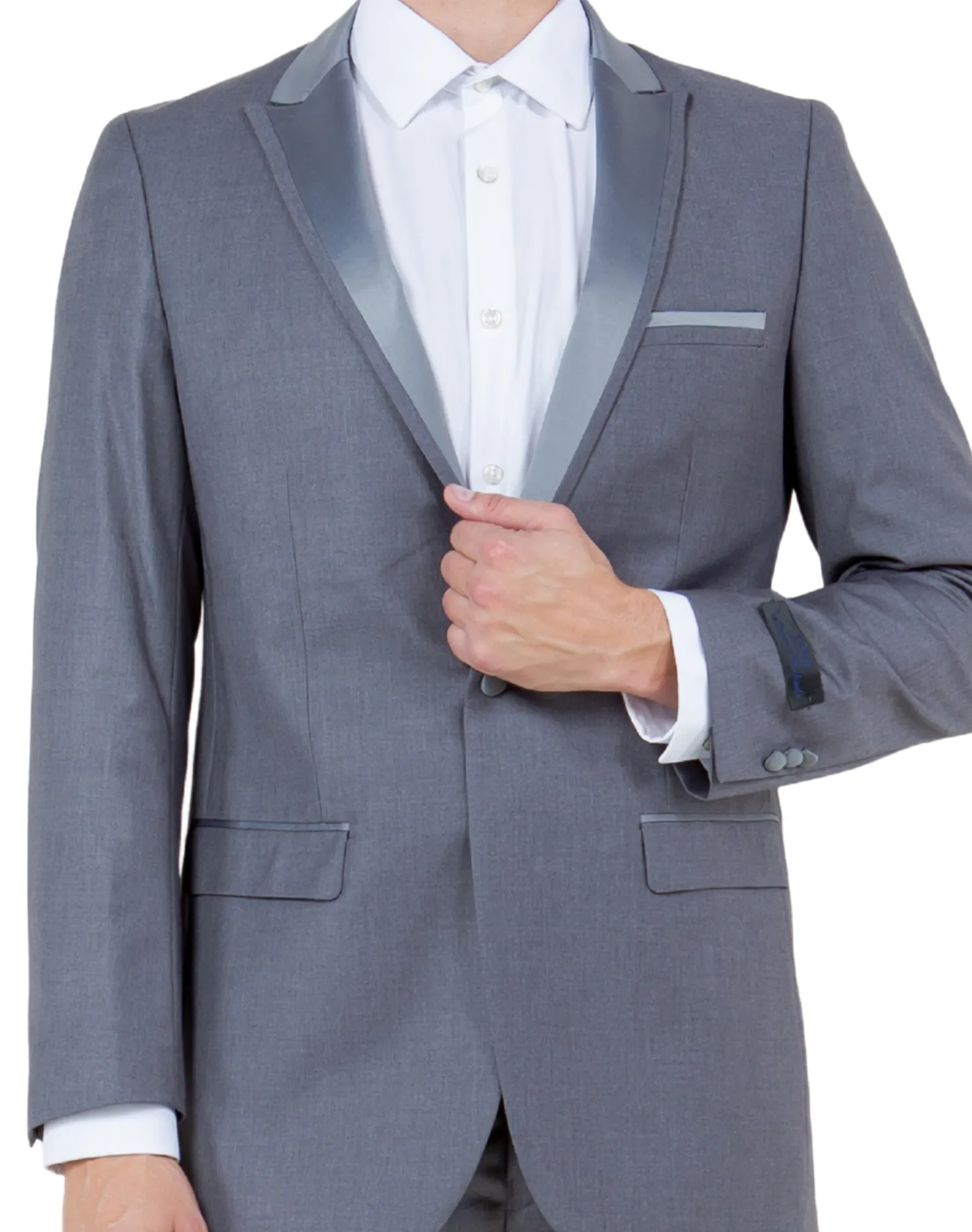 Bryan Michaels Solid Slim Fit Tuxedo - Medium Gray with Medium Gray Satin