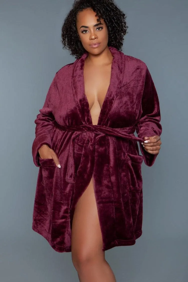 Burgundy Mid-Length Push Robe