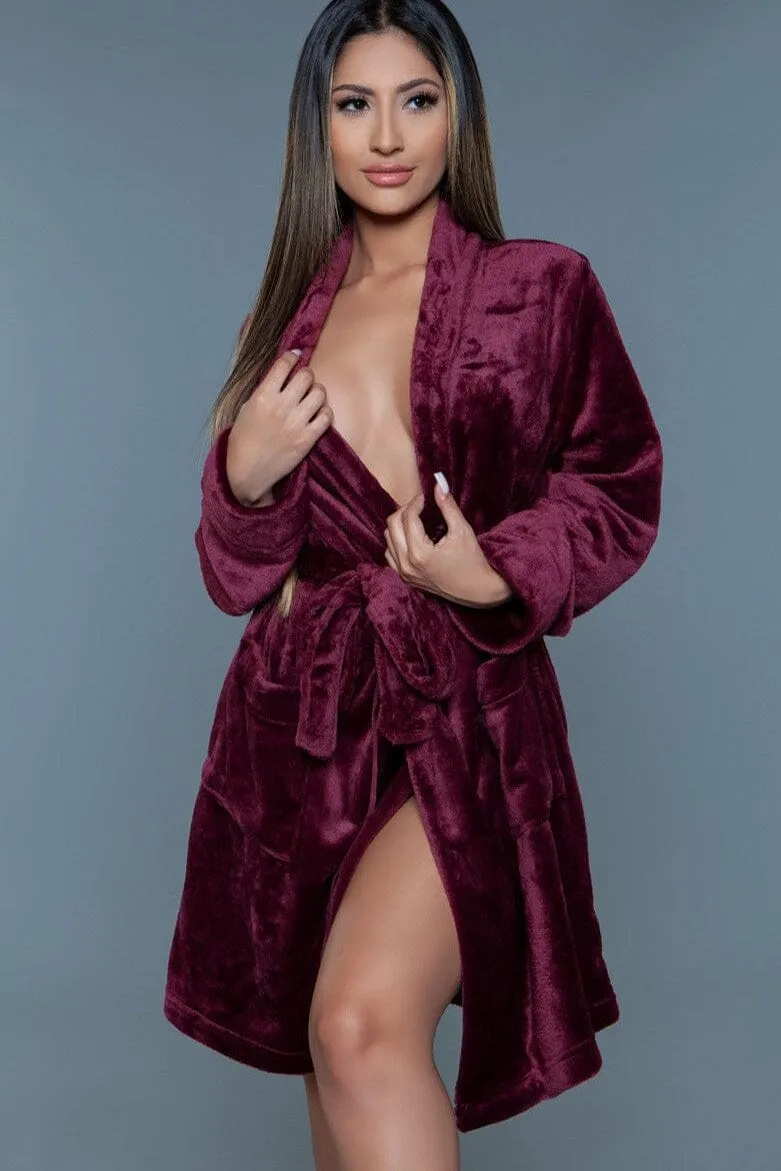 Burgundy Mid-Length Push Robe
