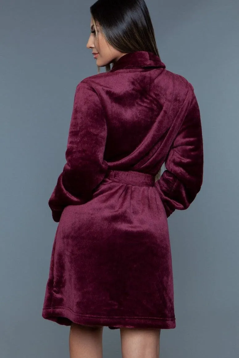 Burgundy Mid-Length Push Robe