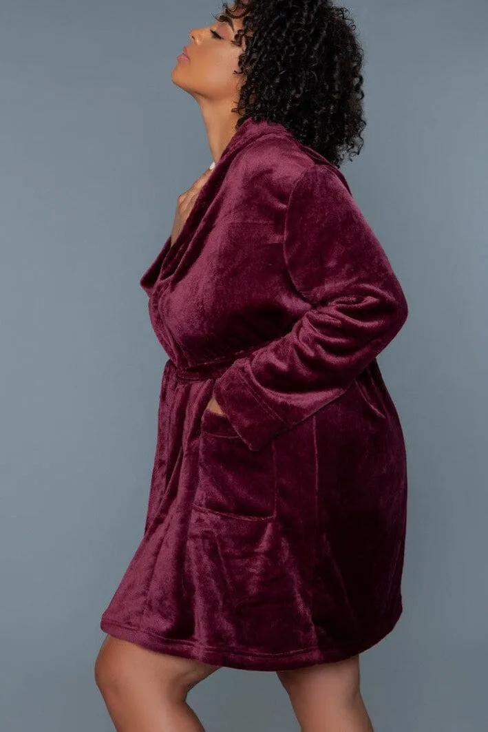 Burgundy Mid-Length Push Robe