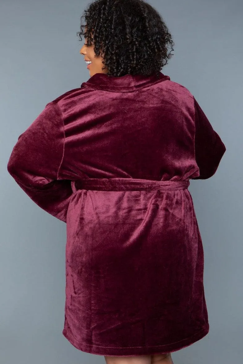 Burgundy Mid-Length Push Robe