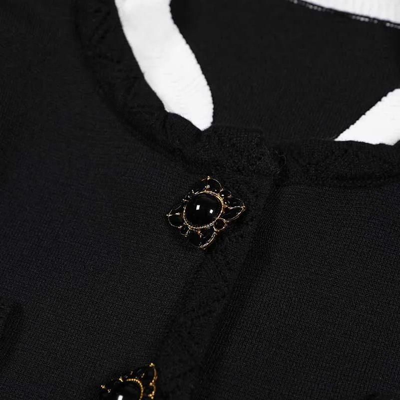 Button-Up Cropped Jacket   Wide-Leg Pantsuit Black Formal Suit
