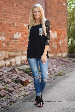 Camo Glam Top ~ Black