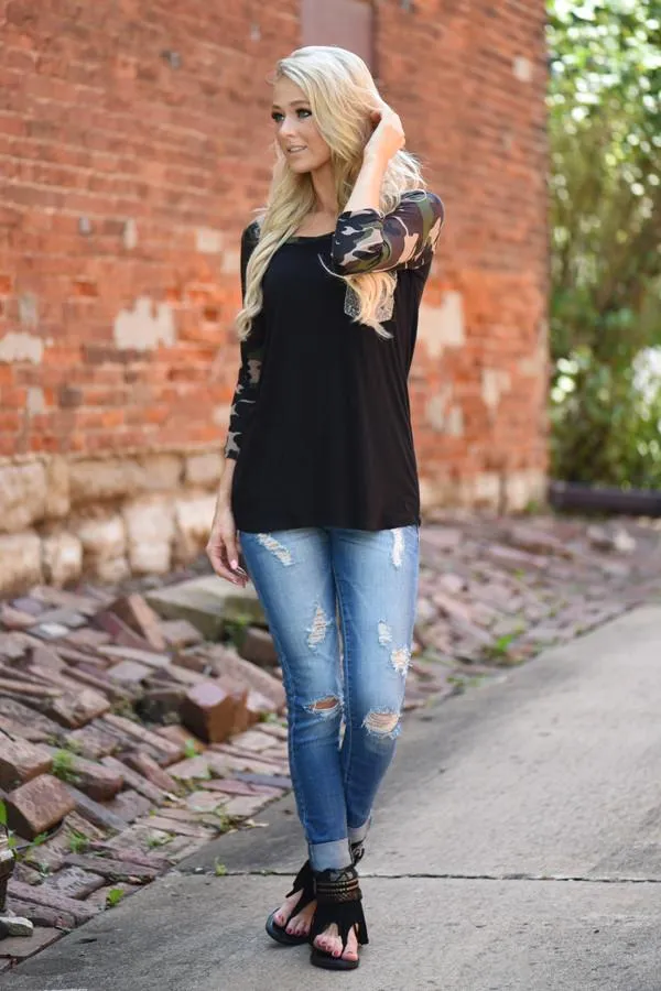 Camo Glam Top ~ Black