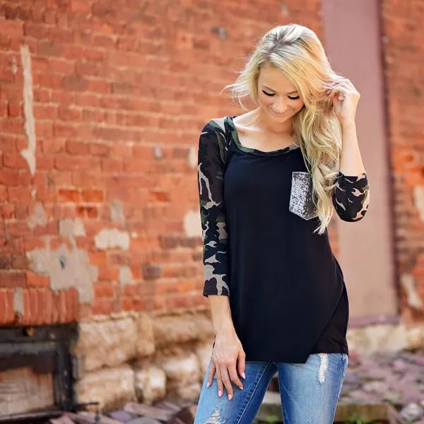 Camo Glam Top ~ Black