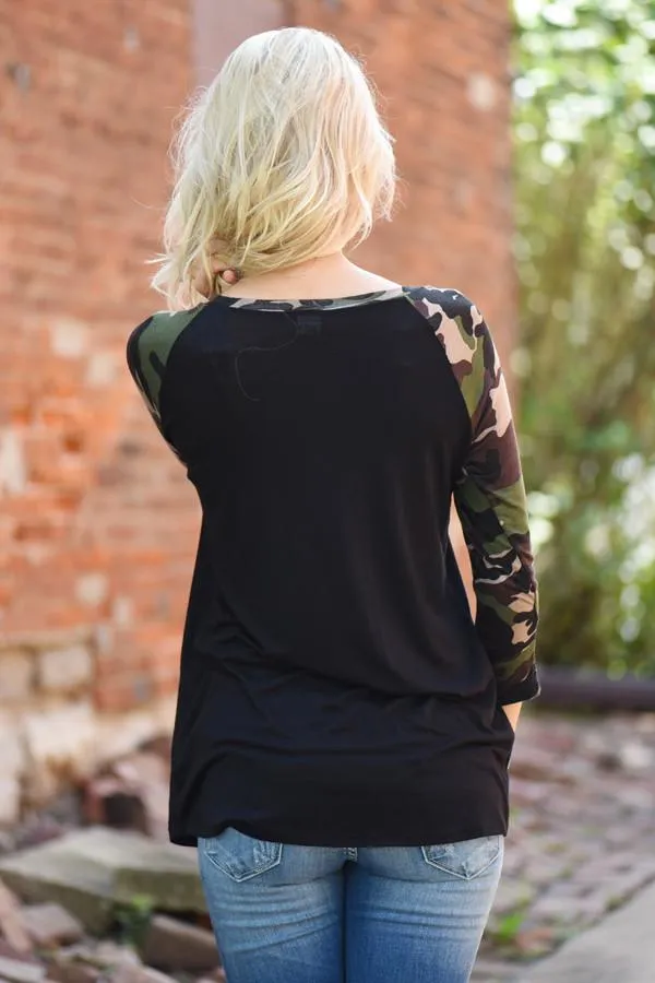 Camo Glam Top ~ Black