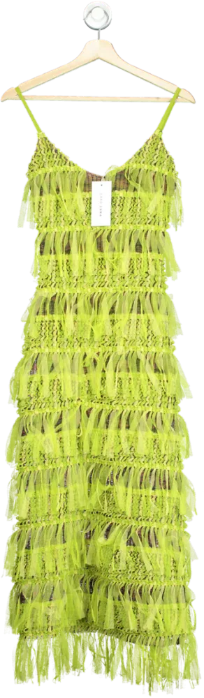 Caro Luna Green Fringe Dress S