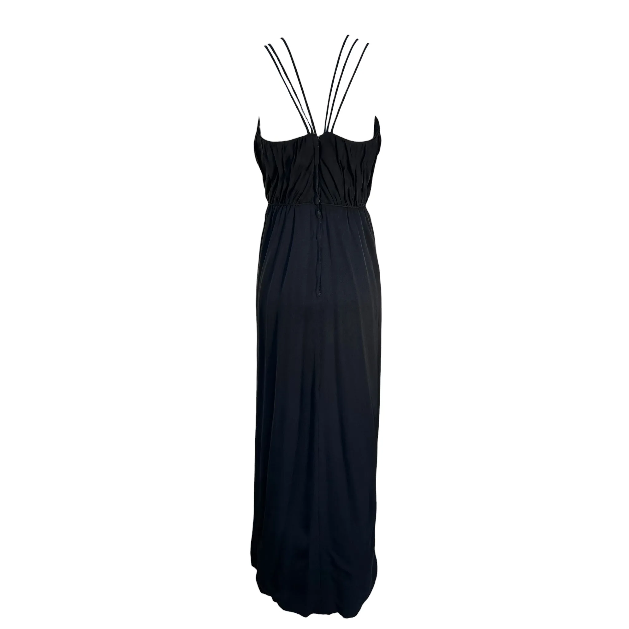 Ceil Chapman 1960's Black Spaghetti Straps Crepe Cocktail Gown