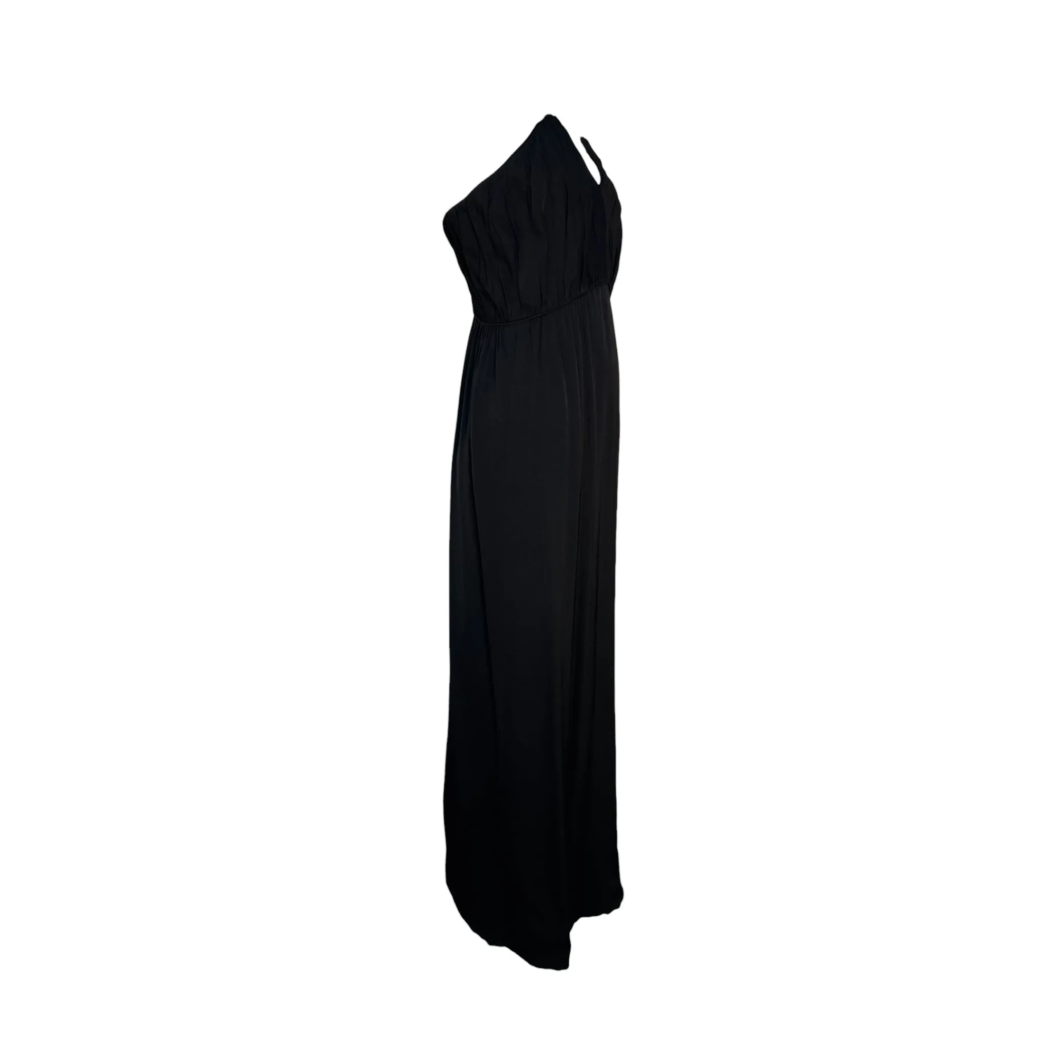 Ceil Chapman 1960's Black Spaghetti Straps Crepe Cocktail Gown