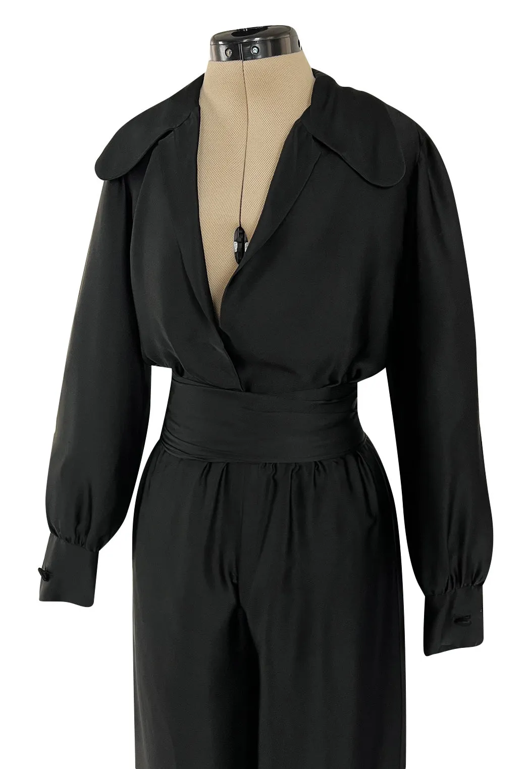 Chic Fall 1972 Christian Dior by Marc Bohan Haute Couture Black Silk Pant Set