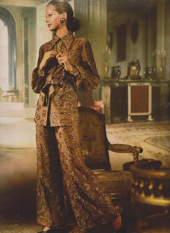 Chic Fall 1972 Christian Dior by Marc Bohan Haute Couture Black Silk Pant Set