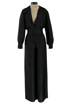 Chic Fall 1972 Christian Dior by Marc Bohan Haute Couture Black Silk Pant Set