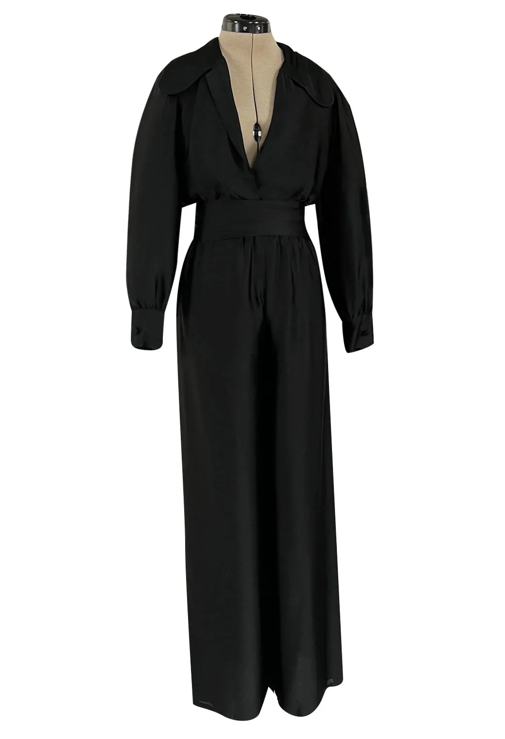 Chic Fall 1972 Christian Dior by Marc Bohan Haute Couture Black Silk Pant Set