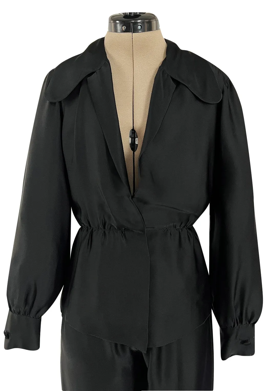 Chic Fall 1972 Christian Dior by Marc Bohan Haute Couture Black Silk Pant Set
