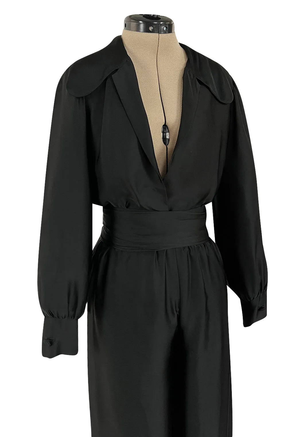 Chic Fall 1972 Christian Dior by Marc Bohan Haute Couture Black Silk Pant Set