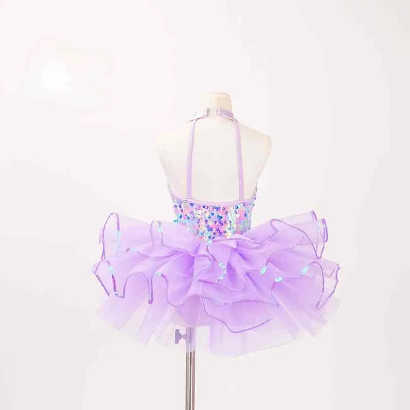 Children Toddlers Purple blue sparkle sequins tutu skirt ballet dance dresses jazz dance costumes kindergartens princess dance outfits for kids