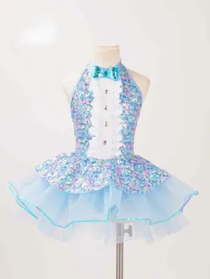 Children Toddlers Purple blue sparkle sequins tutu skirt ballet dance dresses jazz dance costumes kindergartens princess dance outfits for kids