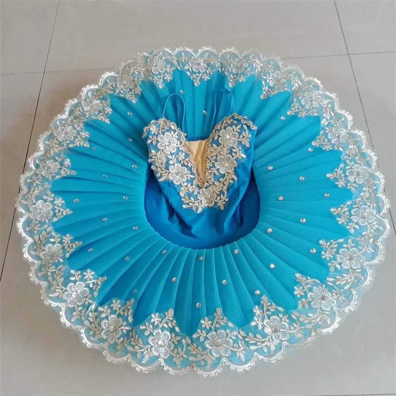Children White blue pink ballet dance dresses girls tutu skirts little swan lake suspenders fluffy pancake skirt ballerina dance performance costumes
