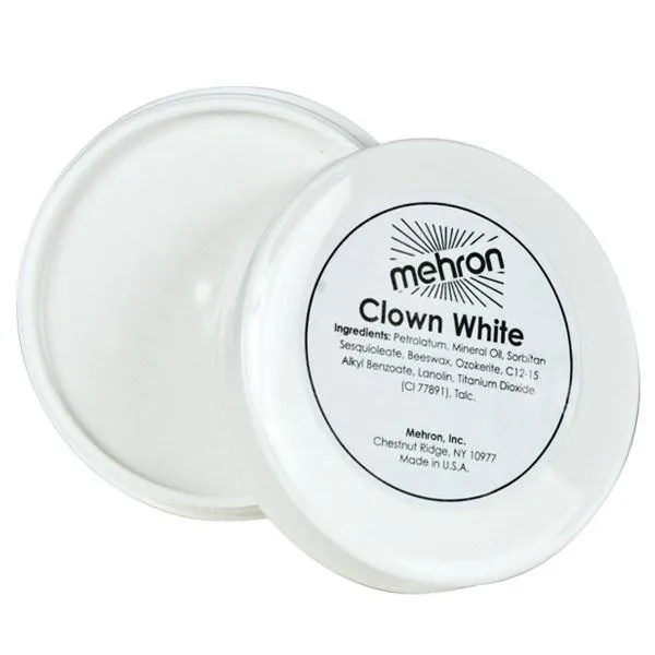 Clown White Make Up Foundation Mehron 200g Mime Face Greasepaint