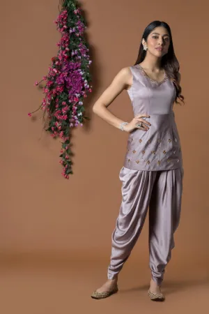 COFFEE SHORT KURTA & DHOTI PANTS SET