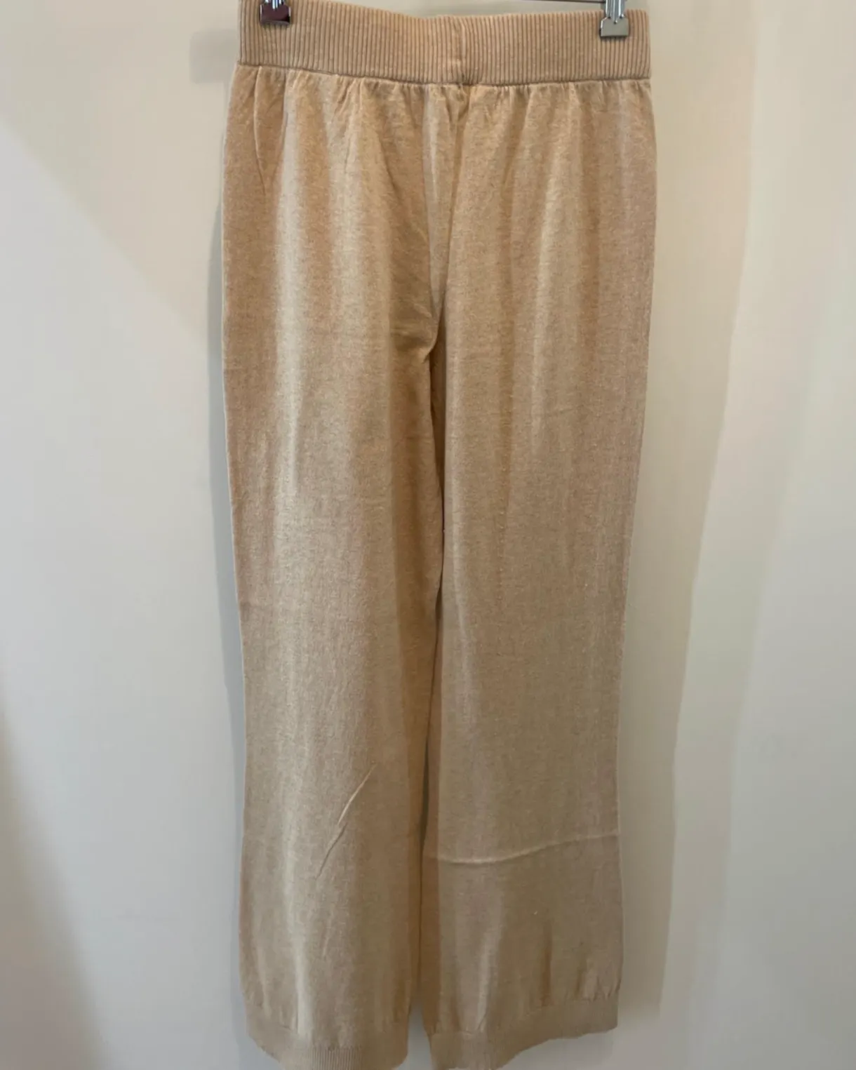 Cotton Cashmere Frayed Edge Wide Leg Pant | Black   Brown Sugar