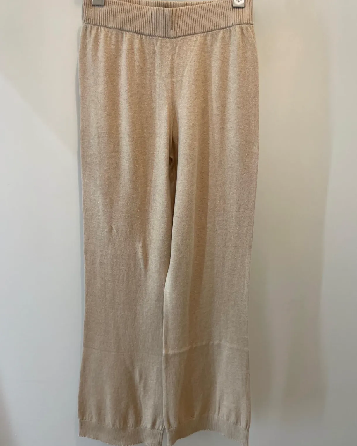 Cotton Cashmere Frayed Edge Wide Leg Pant | Black   Brown Sugar