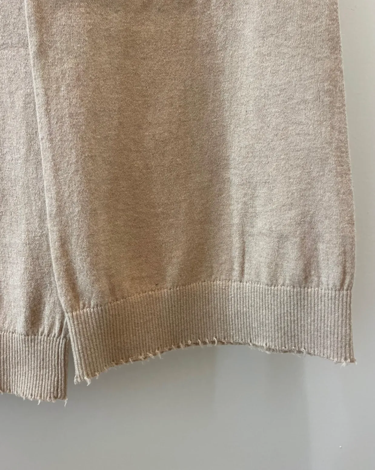 Cotton Cashmere Frayed Edge Wide Leg Pant | Black   Brown Sugar