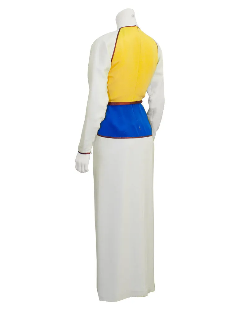Cream Gown with Multi-Colored Details