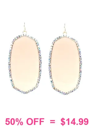 Cream Oval Earrings with bling trim