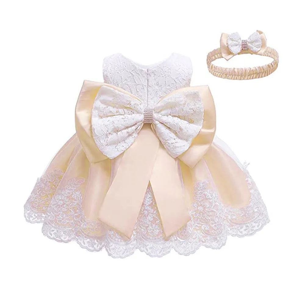 Cross-Border  baby Girl's Princess Dress Bow Lace Children's Dress Girl Dress