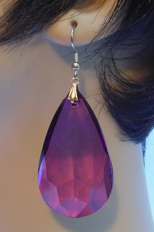 Crystal Drop Plexi Earrings