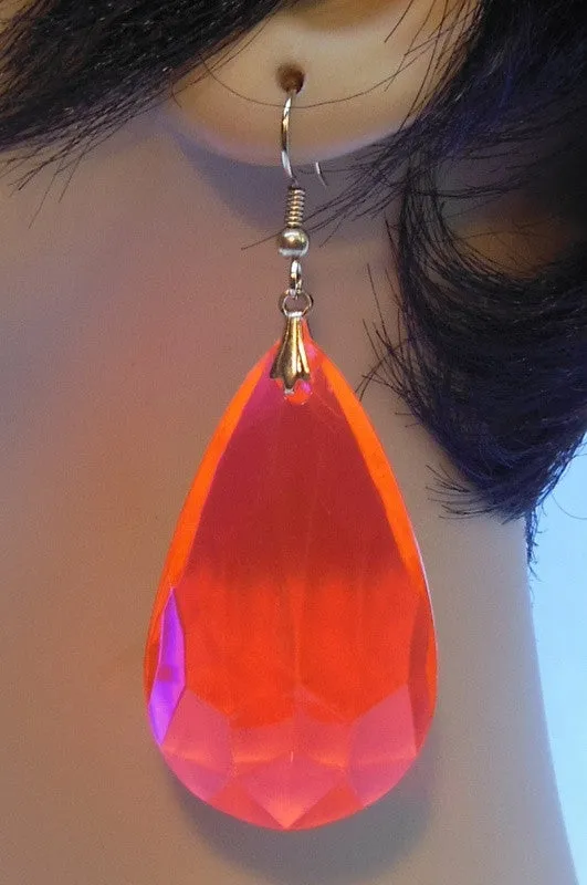 Crystal Drop Plexi Earrings