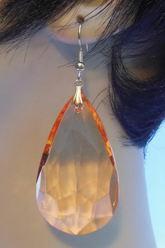 Crystal Drop Plexi Earrings