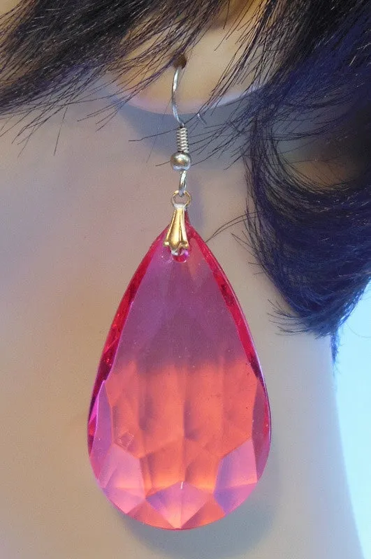 Crystal Drop Plexi Earrings