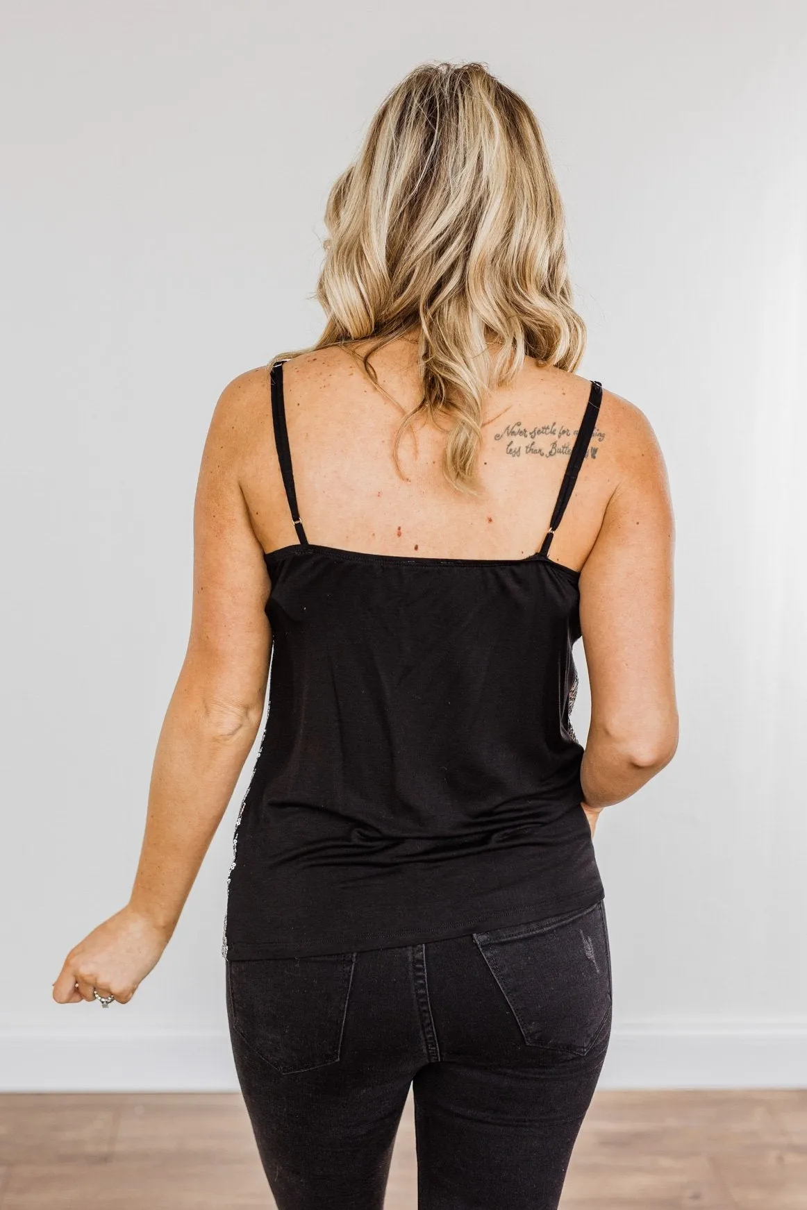 Dance Through The Night Sequin Tank Top- Black & Silver