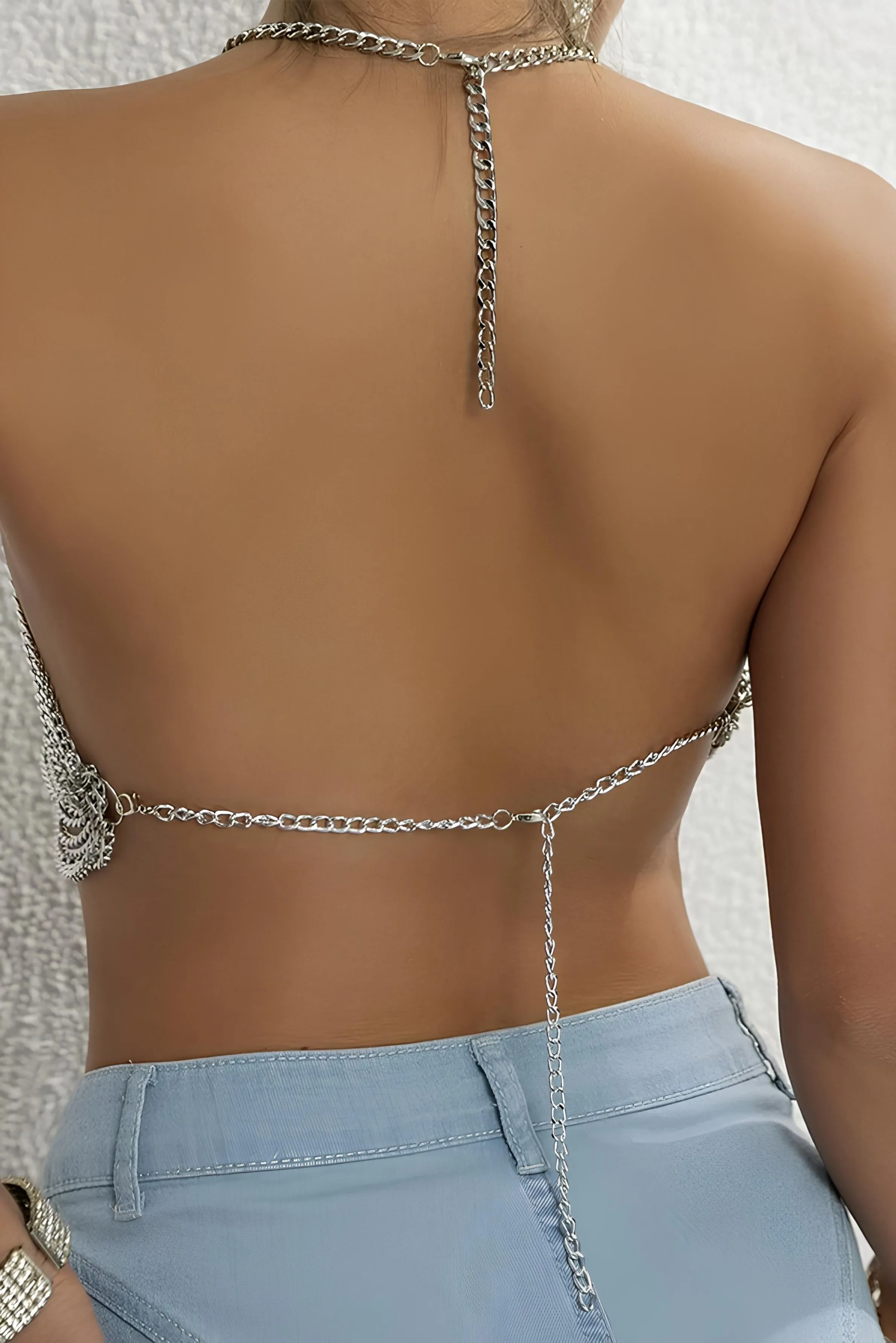 Dazzling Rhinestone Halter Corset Crop Top – The Ultimate Rave Statement