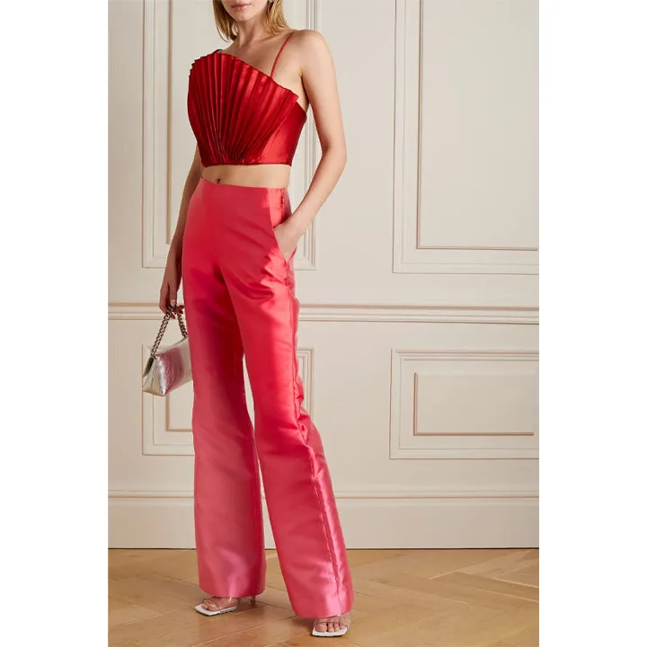 Dégradé duchesse-satin wide-leg pants