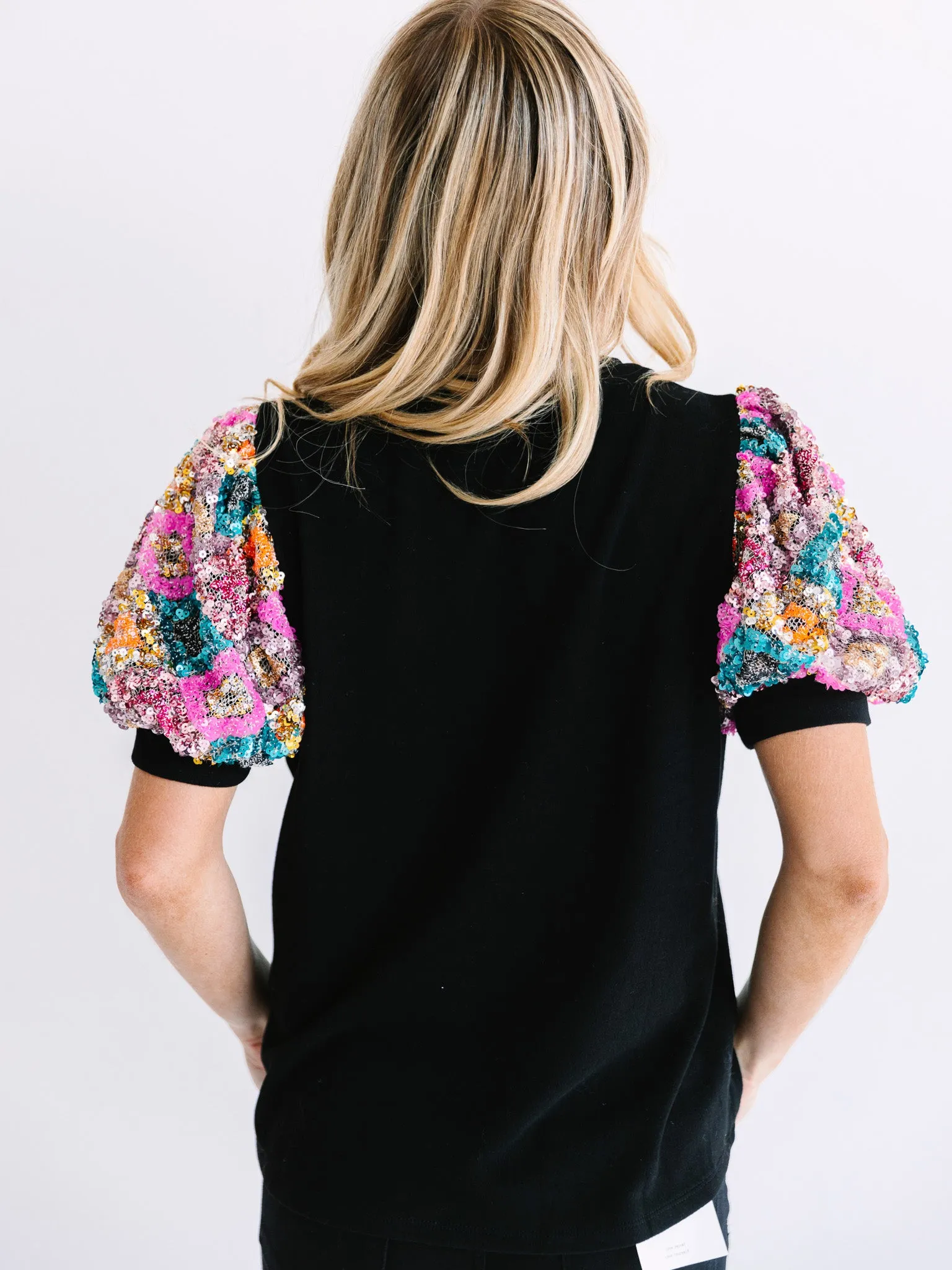 Diamond Dazzle Sleeve Puff Sleeve Top