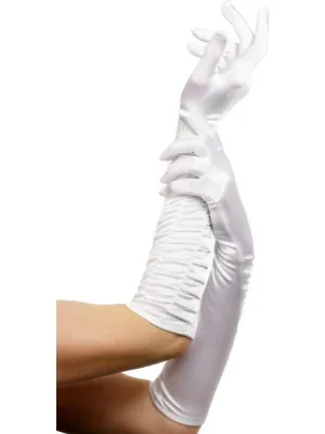 Elbow Length White Gloves Ivory Evening Satin Wedding Opera Bridal